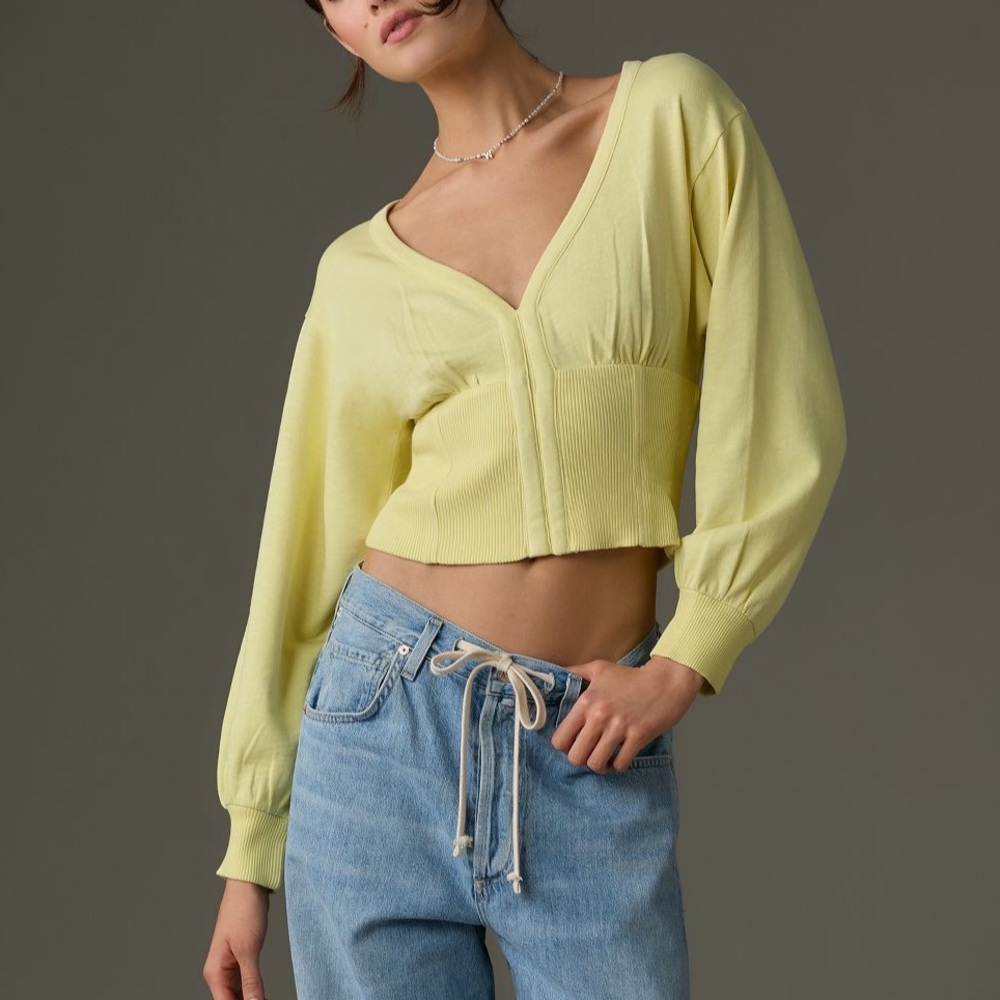 *Anthropologie Pilcro Long Sleeve Cropped Sweatshirt